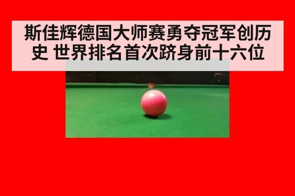 斯佳辉德国大师赛勇夺冠军创历史 世界排名首次跻身前十六位